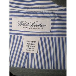 Brooks Brothers Shirt Mens 16.5 34/35 Blue Stripe Dress Summer blue Nautical